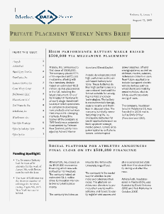 Private Funding News - MDS Issue#1