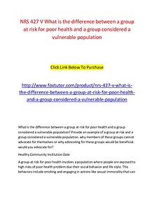 NRS 427 V What is the difference between a group at risk for poor hea