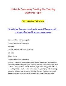 NRS 427V Community Teaching Plan Teaching Experience Paper