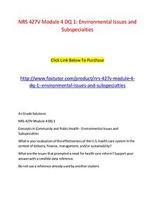 NRS 427V Module 4 DQ 1 Environmental Issues and Subspecialties