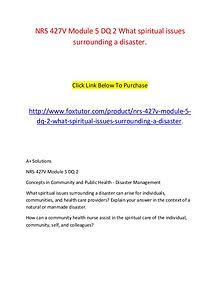 NRS 427V Module 5 DQ 2 What spiritual issues surrounding a disaster.