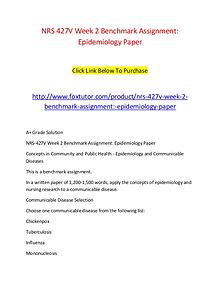 NRS 427V Week 2 Benchmark Assignment Epidemiology Paper