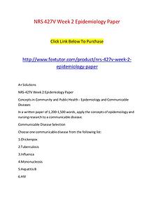 NRS 427V Week 2 Epidemiology Paper