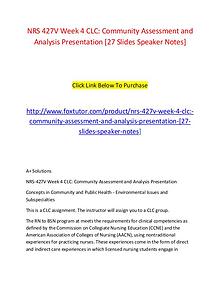 NRS 427V Week 4 CLC Community Assessment and Analysis Presentation [2