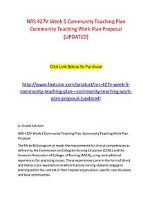 NRS 427V Week 5 Community Teaching Plan   Community Teaching Work Pla