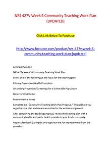 NRS 427V Week 5 Community Teaching Work Plan [UPDATED]