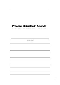 Lezioni di Qualità in Azienda - Processi di Qualità in Azienda