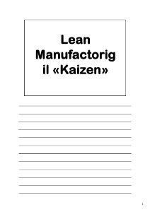Lezioni di Qualità in Azienda - Kei-Zen e Lean Manufactoring