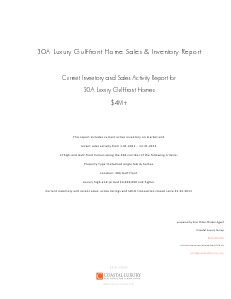 30A High-End Luxury Gulf-front Home Report Dec. 2013