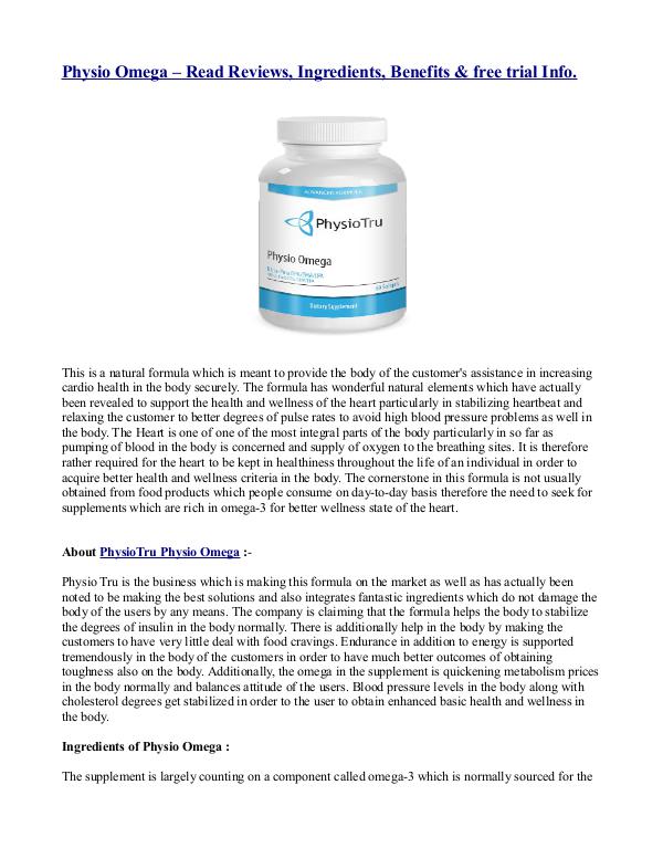 Physio Omega – Read Reviews, Ingredients, Benefits & free trial Info. Physio Omega – Read Reviews, Ingredients, Benefits