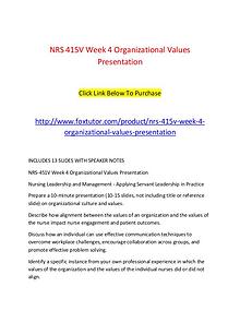 NRS 415V Week 4 Organizational Values Presentation