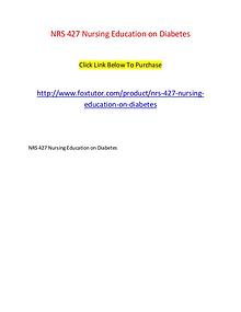 NRS 427 Nursing Education on Diabetes