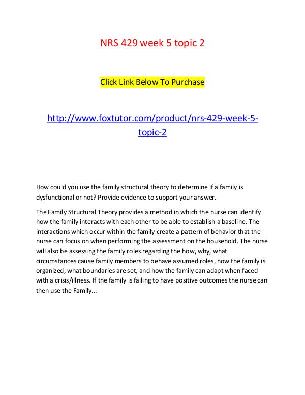 NRS 429 week 5 topic 2 NRS 429 week 5 topic 2