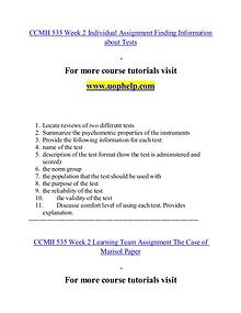 CCMH 535 help Making Decisions/uophelp.com