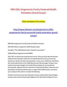 NRS 429v Assignments Family Centered Health Promotion Grand Canyon