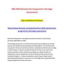 NRS 429V Benchmark Assignment; Heritage Assessment