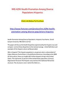 NRS 429V Health Promotion Among Diverse Populations Hispanics