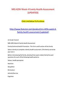 NRS 429V Week 4 Family Health Assessment [UPDATED]