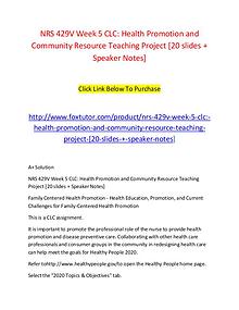 NRS 429V Week 5 CLC Health Promotion and Community Resource Teaching
