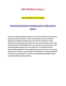 NRS 430 Week 4 topic 1