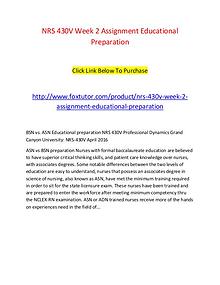 NRS 430V Week 2 Assignment Educational Preparation