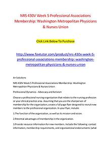 NRS 430V Week 5 Professional Associations Membership Washington Metro