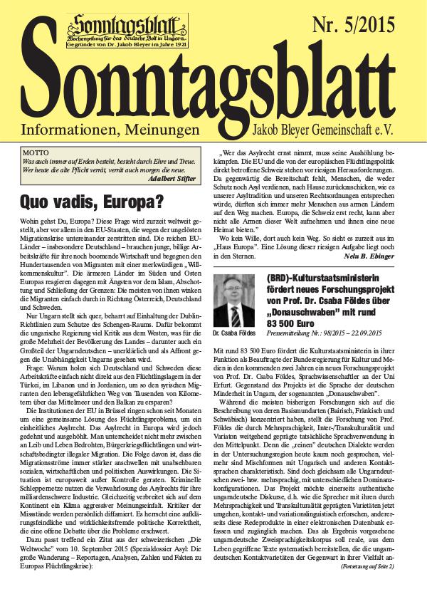 Sonntagsblatt 5/2015