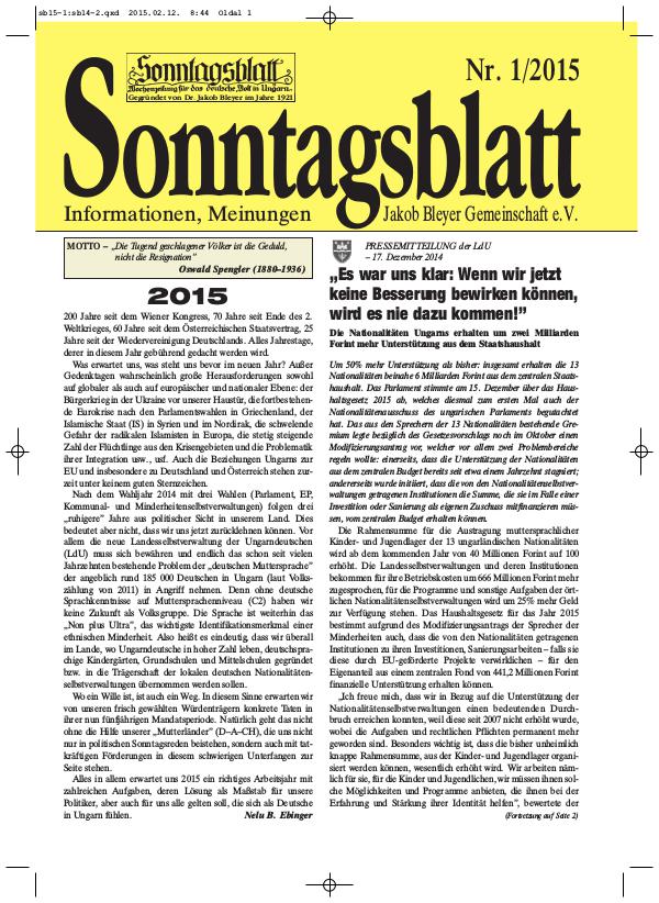Sonntagsblatt 1/2015