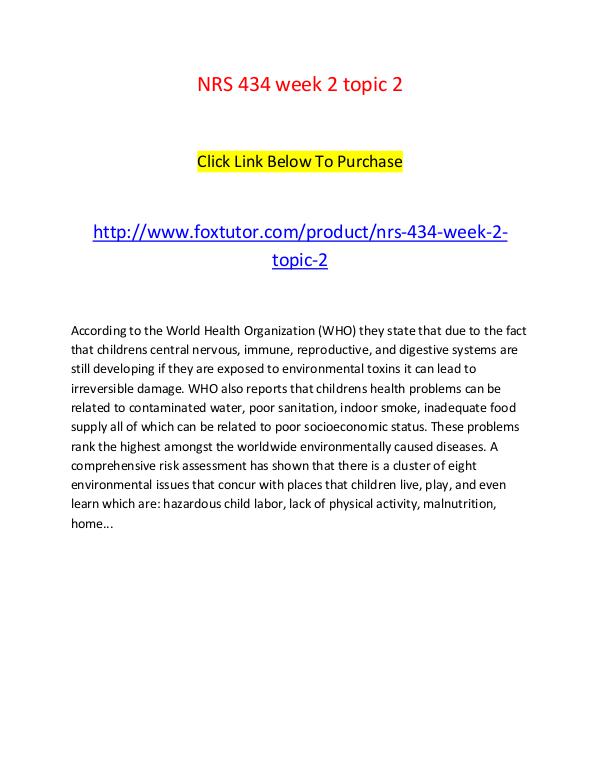 NRS 434 week 2 topic 2 NRS 434 week 2 topic 2
