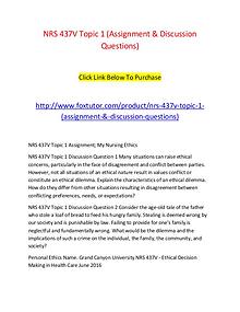 NRS 437V Topic 1 (Assignment & Discussion Questions)