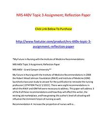 NRS 440V Topic 3 Assignment; Reflection Paper