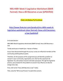 NRS 440V Week 4 Legislative Worksheet (SBAR Format) How a Bill Become