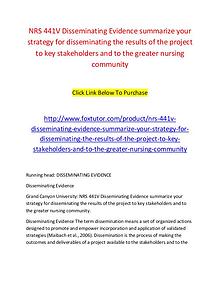 NRS 441V Disseminating Evidence summarize your strategy for dissemina
