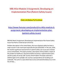 NRS 441v Module 3 Assignment; Developing an Implementation Plan (Pati