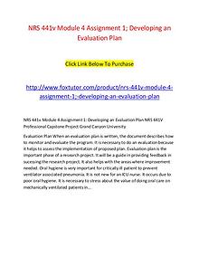 NRS 441v Module 4 Assignment 1; Developing an Evaluation Plan
