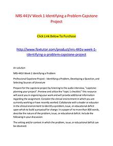 NRS 441V Week 1 Identifying a Problem Capstone Project