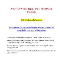 NRS 441V Week 1 Topic 1 DQ 1   The CINAHL Database