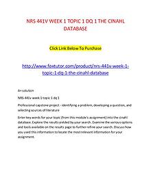 NRS 441V WEEK 1 TOPIC 1 DQ 1 THE CINAHL DATABASE