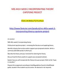 NRS 441V WEEK 2 INCORPORATING THEORY CAPSTONE PROJECT