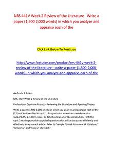 NRS 441V Week 2 Review of the Literature   Write a paper (1,500 2,000