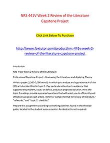 NRS 441V Week 2 Review of the Literature Capstone Project
