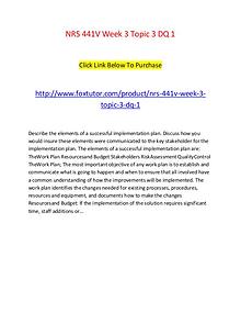 NRS 441V Week 3 Topic 3 DQ 1