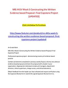 NRS 441V Week 5 Constructing the Written Evidence based Proposal Fina