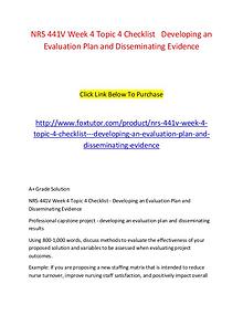 NRS 441V Week 4 Topic 4 Checklist   Developing an Evaluation Plan and