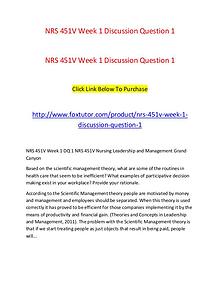 NRS 451V Week 1 Discussion Question 1