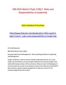 NRS 451V Week 2 Topic 2 DQ 2   Roles and Responsibilities in Leadersh