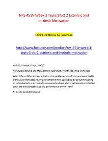 NRS 451V Week 3 Topic 3 DQ 2 Extrinsic and intrinsic Motivation