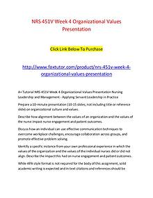 NRS 451V Week 4 Organizational Values Presentation