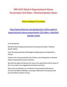NRS 451V Week 4 Organizational Values Presentation [13 Slides + Detai