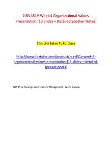 NRS 451V Week 4 Organizational Values Presentation [13 Slides + Detai